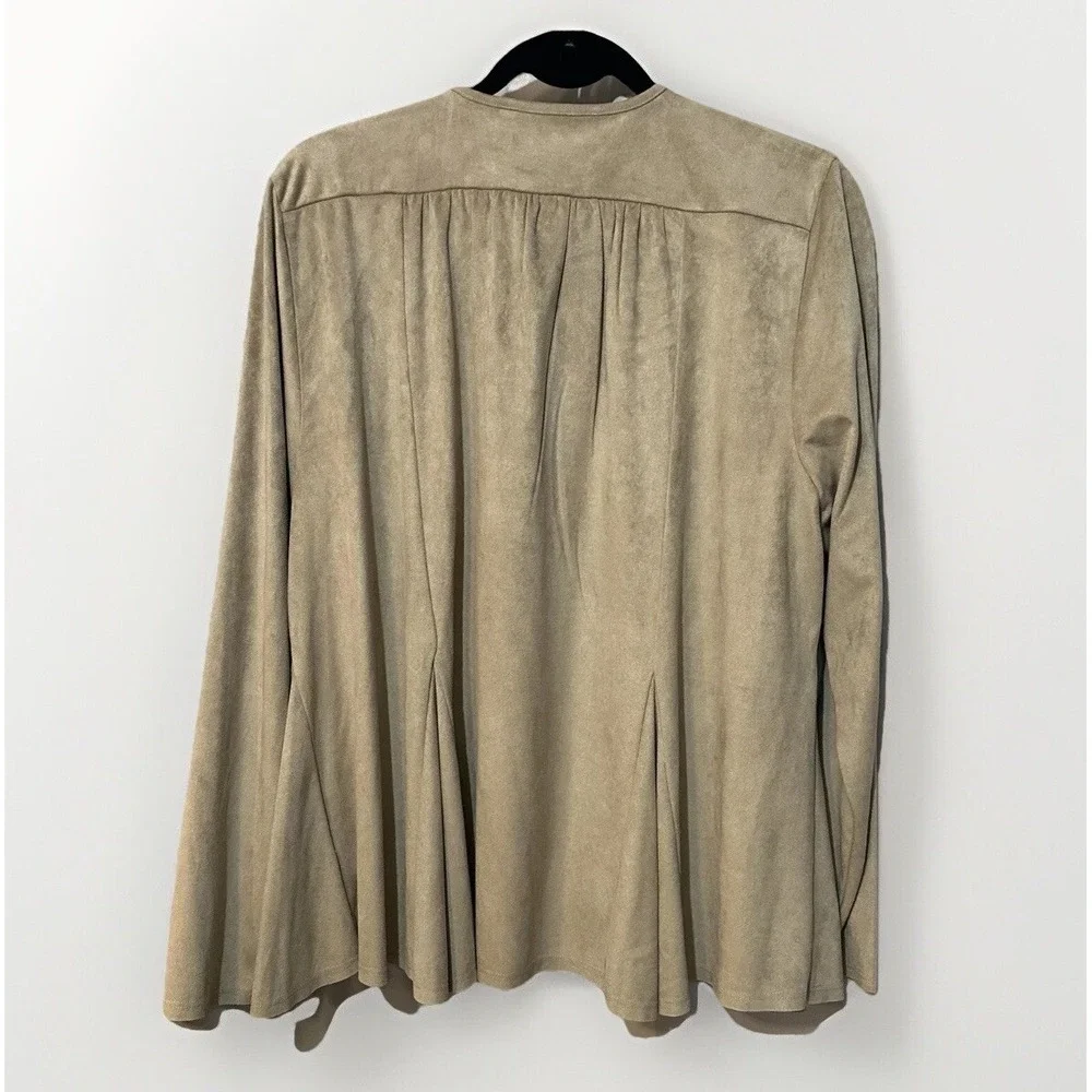 Soft Surroundings Women's XL Faux Suede Boho Hippy Floral‎ Long Sleeve Cardigan